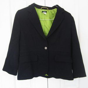 J Crew Navy Blazer Bling Cropped Structured Peplum Dark Blue Sleek Smooth V Neck
